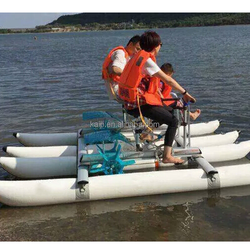 Pontoon tiup aluminium Aloi, pedal air sepeda listrik memancing, perahu wisata santai, bingkai logam campuran aluminium