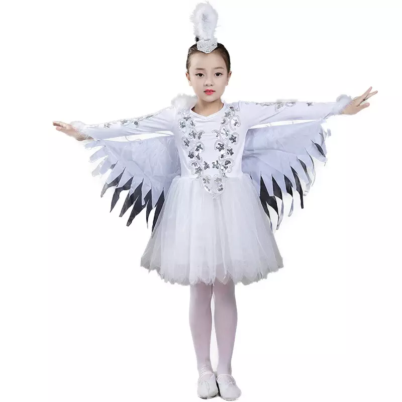 Children lark animal costumes girl dove bird small lotus elegant wings peacock dance performance costumes dance costumes
