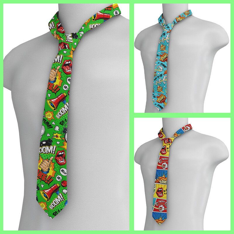 Corbata estampada de dibujos animados para hombre, corbata informal de 8 cm de ancho, accesorios de fiesta de boda, nueva moda