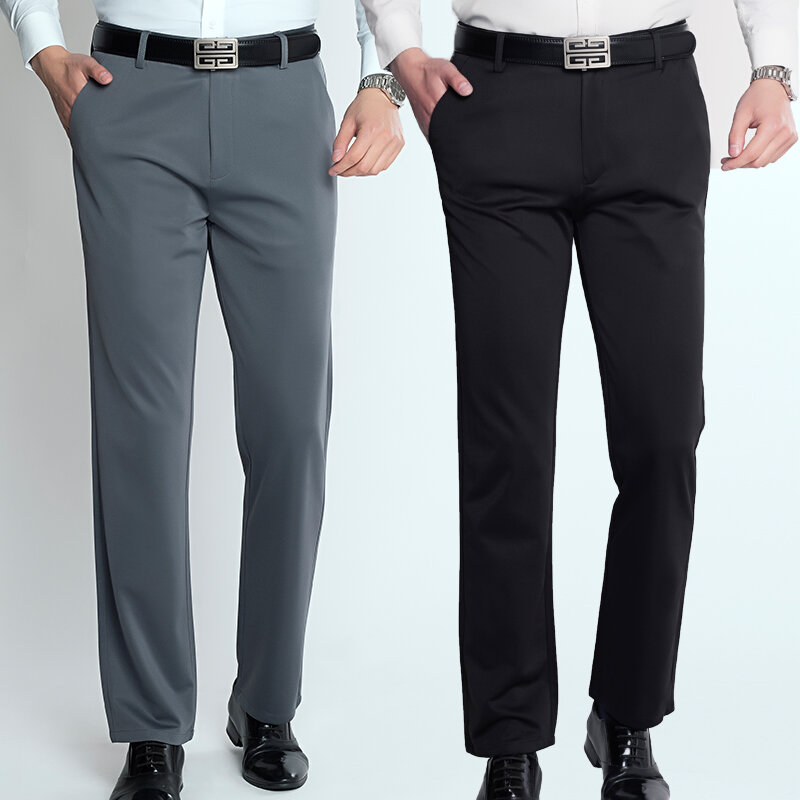 ฤดูร้อน Thin Men 'S Ice Silk สี่ด้านข้าง Elastic Casual กางเกงพ่อกางเกงหลวมกลาง-กลางและผู้สูงอายุชายกางเกง