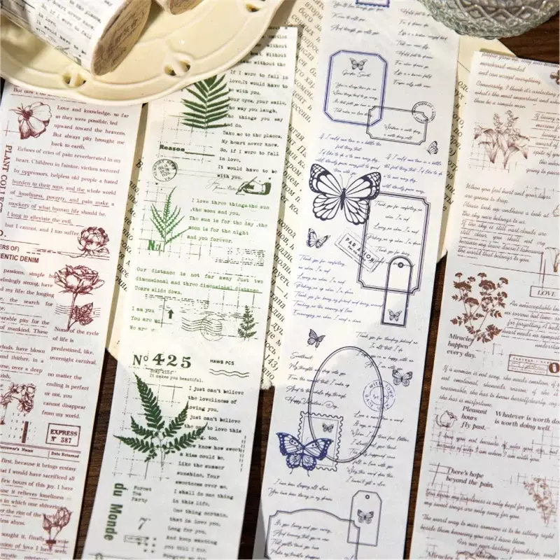 1Roll PET Tape Garden Background Vintage Plant Transparent Decoration Collage Base Handwriting Adhesives Scrapbook 55mm*2M