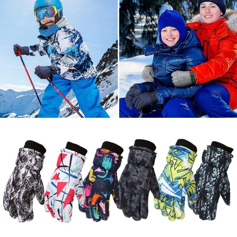 Children Windproof Gloves Kids Boys Girls Outdoor Snowboard Winter Warm Mitten G99C