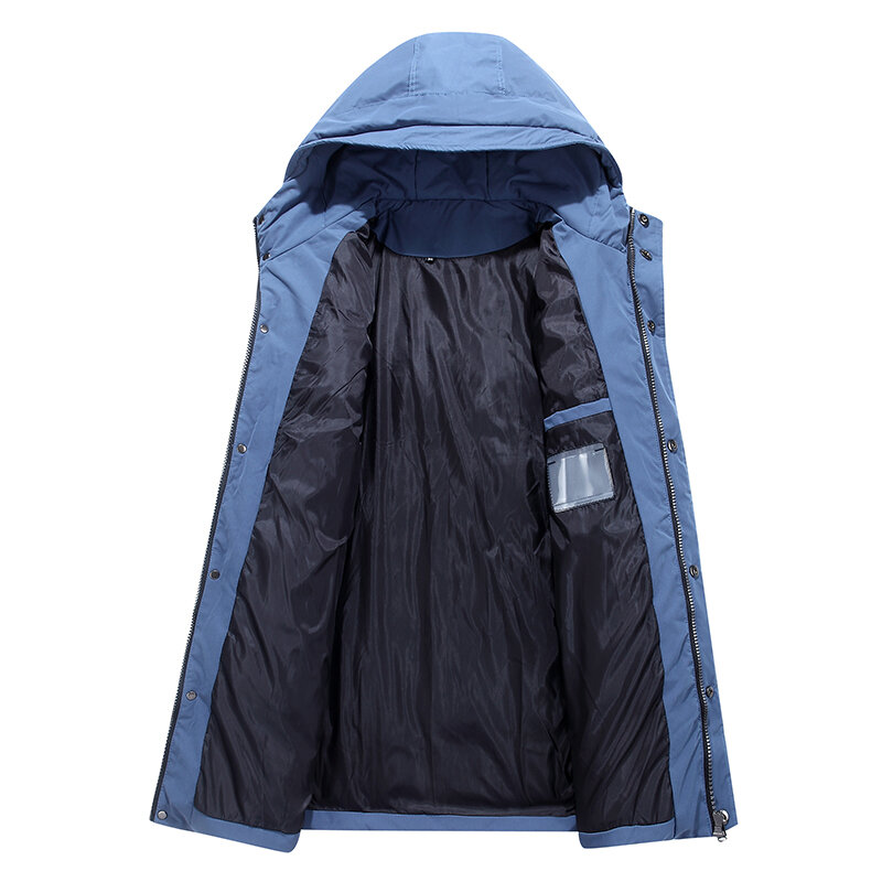 Chaqueta de plumón cálida para hombre, a la moda chaqueta con capucha, de longitud media, Color sólido, a prueba de viento, gruesa, novedad de invierno, 2022