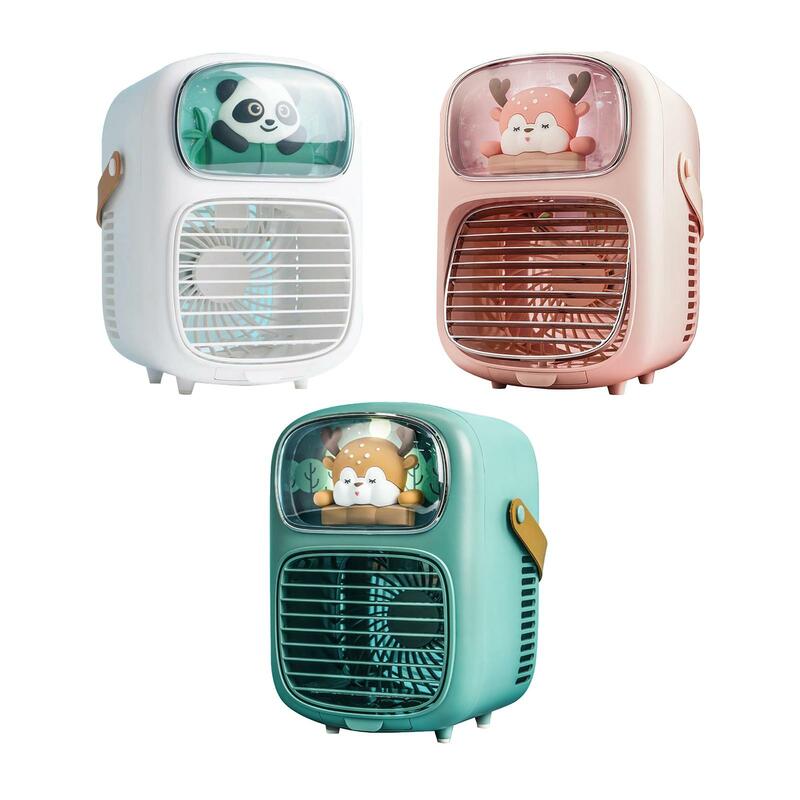 Mini Air Conditioner พัดลมน่ารักสัตว์เลี้ยง Night Light Camping Cooling Mister พัดลมโต๊ะพัดลม