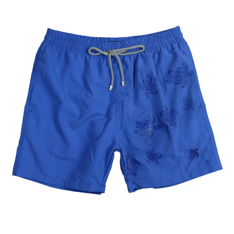Top Quality Men's Magic Swimwear Color Change Embroidered Turtle Water Reactive Board Shorts Beach Surf Swim Mesh Trunks