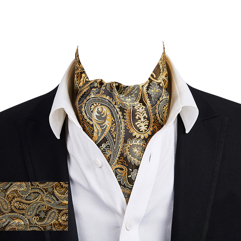 Ikepeibao-bufanda de poliéster con estampado Floral para hombre, corbata de punto de seda, cachemira, Ascot, caballero británico, venta al por mayor