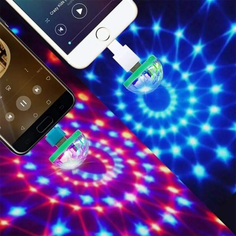 Lampu LED mobil USB Auto DJ, lampu suasana Mini warna-warni RGB suara musik dekorasi pesta liburan atmosfer Karaoke 1/2/3 buah