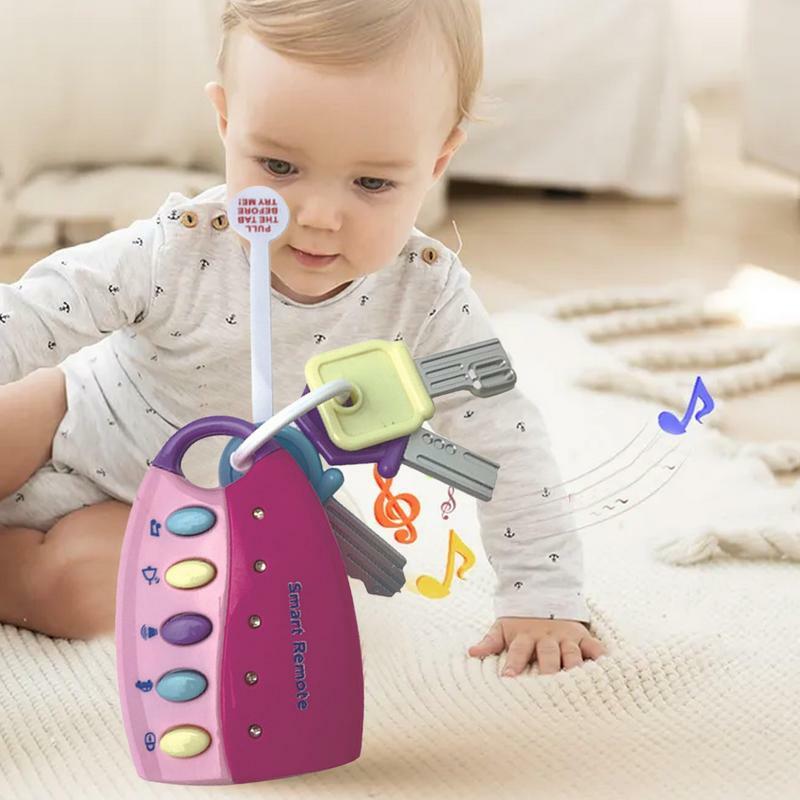 Kunci mainan untuk bayi, kunci mobil Remote musik Flash, suara mobil, mainan edukasi untuk anak-anak, mainan musik balita