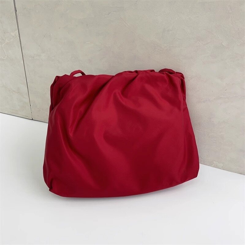 High-end Niche Nylon Pleated Wrist Cloud Bag Large Capacity Handbag Single Shoulder Armpit Bag Clutch Bag for Women