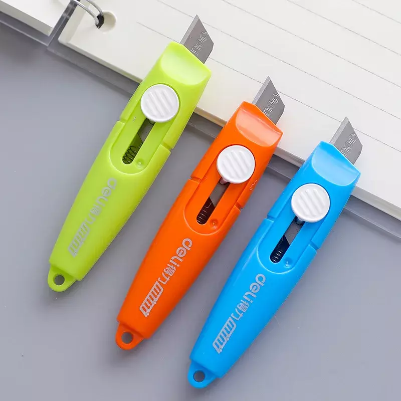 Mini cuchillo de utilidad retráctil, cortador de caja, abrecartas para cortar sobre, bolsas de comida, cinta de envoltura de bolsas de plástico, 1 piezas