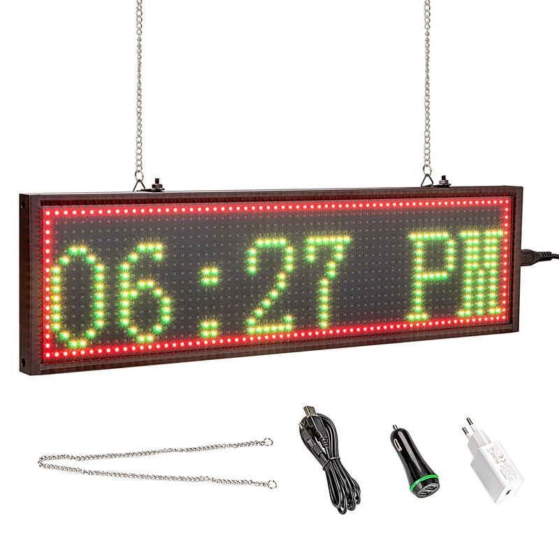 Panneau d'Affichage LED à Défilement Programmable de 34cm, Panneau Ouvert P5 SMD RVB WiFi de Qualité Industrielle Business S