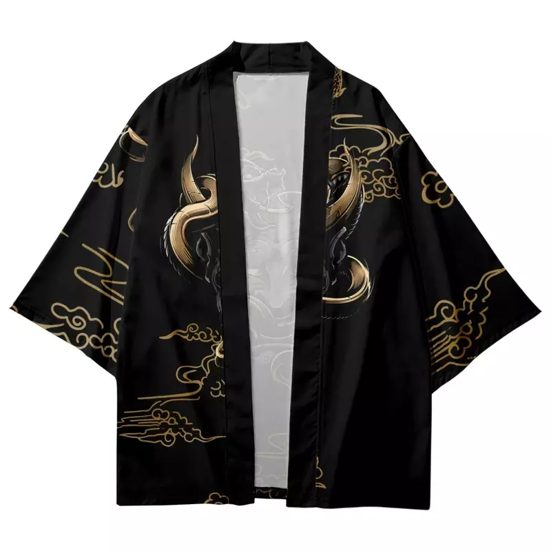 كيمونو تقليدي كبير الحجم للرجال والنساء ، سترة من الأنمي مع طباعة ثعبان وشيطان ، تأثيري ياباني ، هاوري ، يوكاتا ، ملابس آسيوية