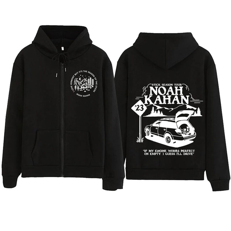 Stick Season Noah Kahan 2024 Zipper Hoodie Harajuku Unisex Pullover Tops Spring  Music Fans Gift V-Neck Sweatshirts Printing
