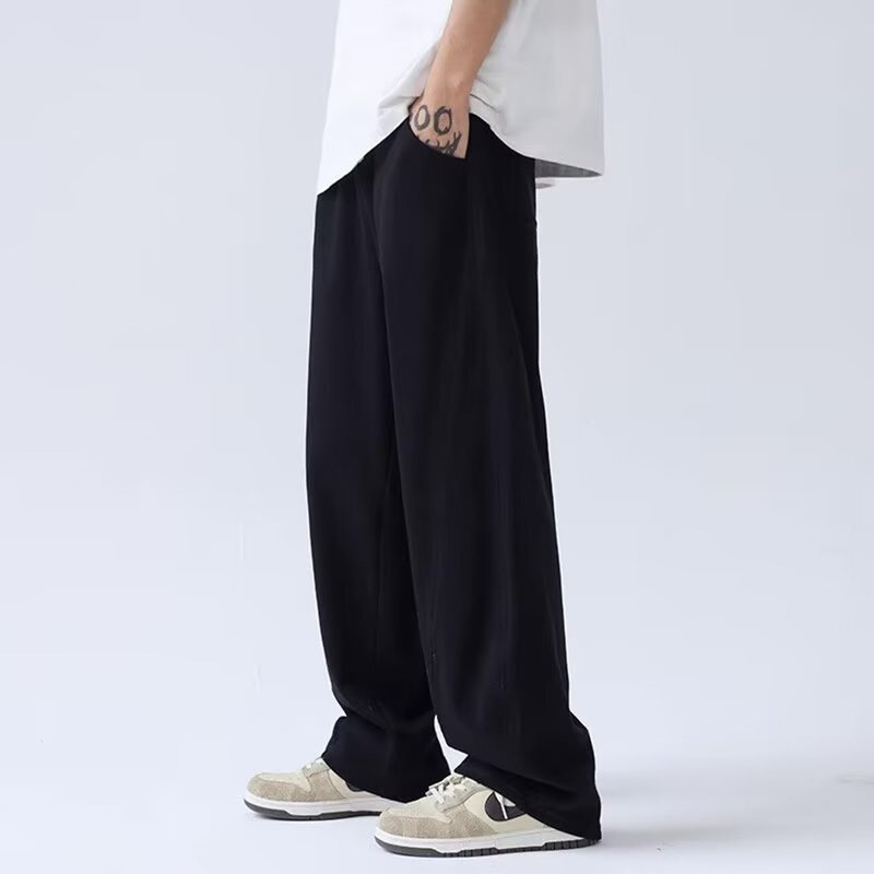 2023 Solid Color Casual prosta szeroka nogawki spodnie duże rozmiary luźna konstrukcja długie spodnie męskie Street odzież na co dzień Casual sportowe spodnie