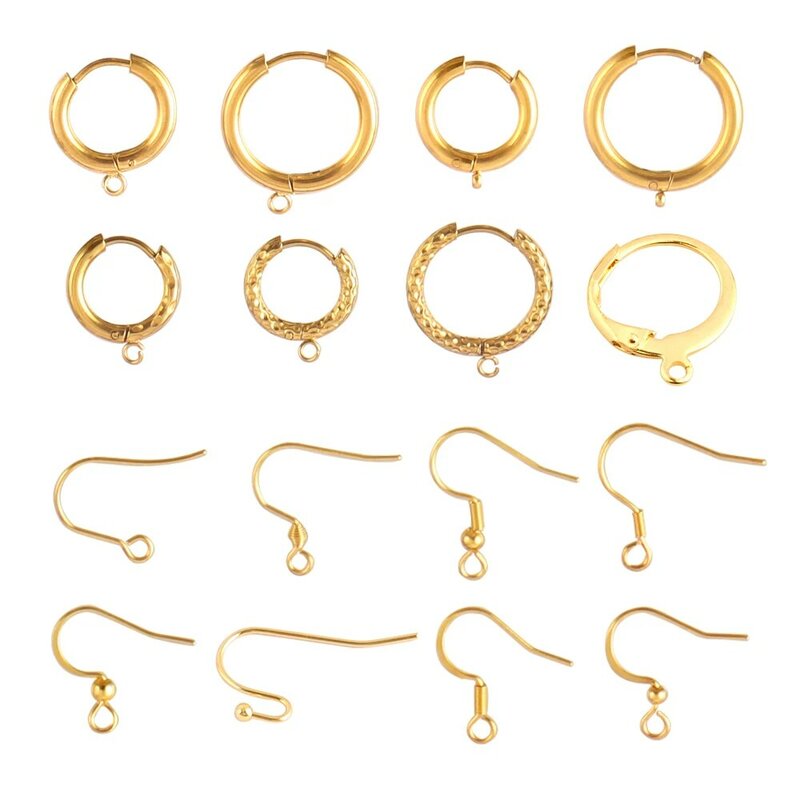 10-50pcs/lot 316 Stainless Steel Earrings French Hoop Earring Clasps Fitting Ear Setting Base For DIY Jewelry Making Supplies