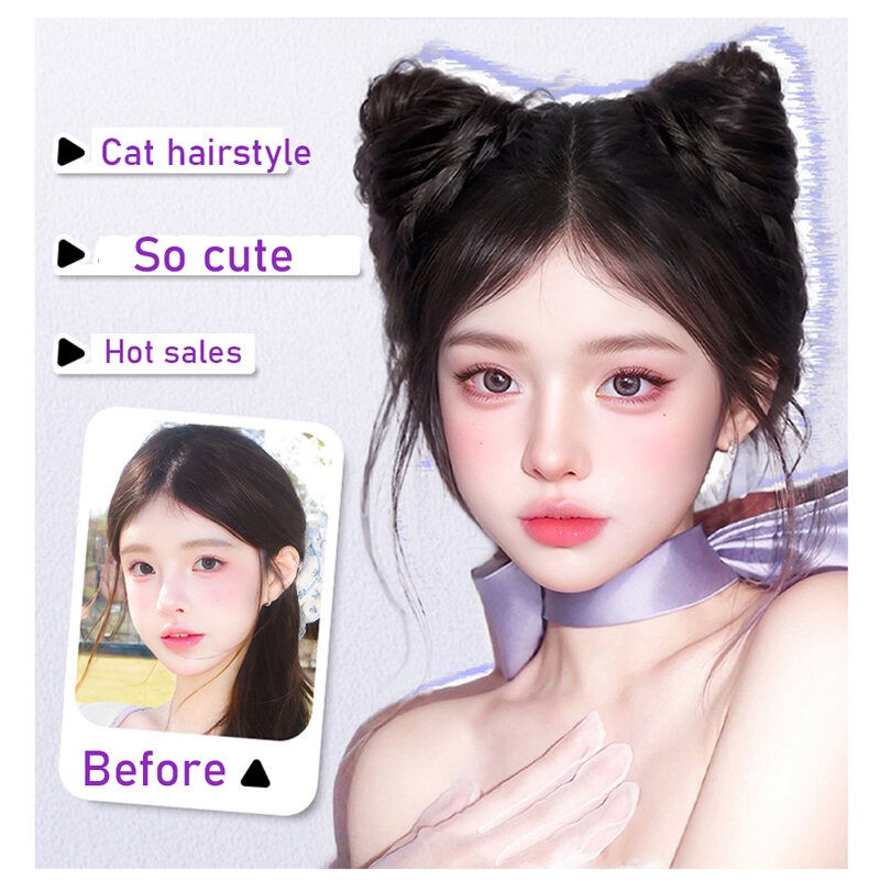 Synthetic  Elegant Mini Claw Clip Cat Ear Chignon Effortless Style amp Volume for Every Occasion – Perfect for Women Daily Use