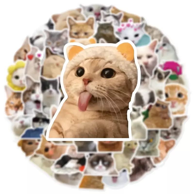 10/30/50 buah stiker grafiti kucing kartun lucu modis dekorasi helm gitar DIY bagasi Laptop ponsel lemari grosir