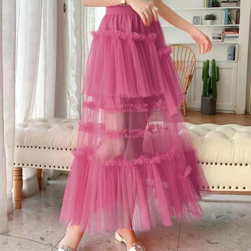 2023 damska długa spódnica Maillard jesienna elegancka wysoka talia imprezowa, koktajlowa ślub rozkloszowana spódnica dziewczyna kostium kąpielowy ze spódnicą