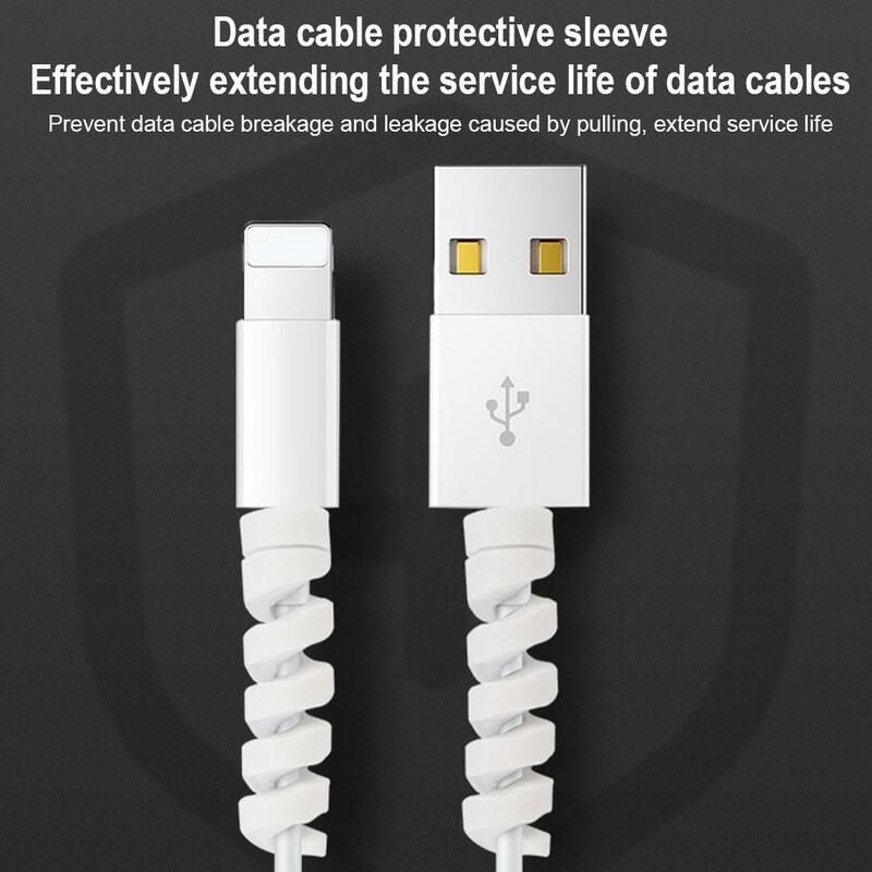 Silicone Spiral Cable Protector Bobbin Winder, Tubo de proteção, Capa para iPhone Charger, Data Line