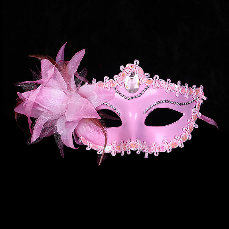 Máscara de media cara con flores para mujer, disfraz de princesa, Cosplay, máscara de plumas, suministros de rendimiento para fiesta, 1 unidad