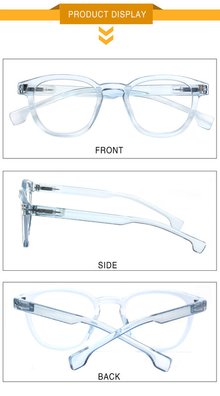 Boncamor Kacamata Baca dengan Resep Cahaya Biru Musim Semi Berengsel Bingkai Oval Kacamata Komputer Pria dan Wanita + 0 ~ + 400