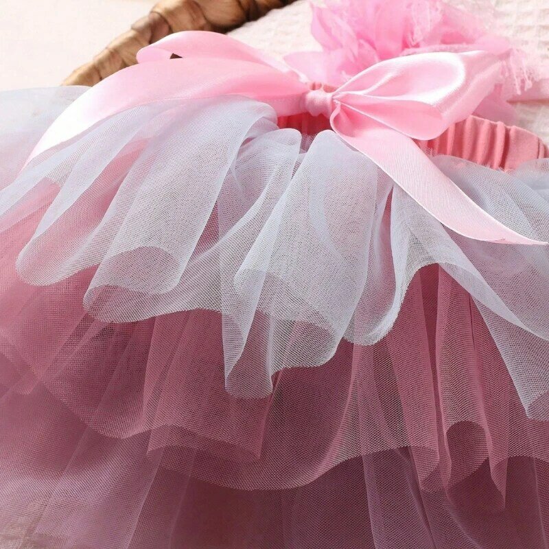 Baby Girl Photo Props Costume set Newborn Baby Girl Mesh Dress Costume with Headband Baby Skirt with Headwear set 2pcs