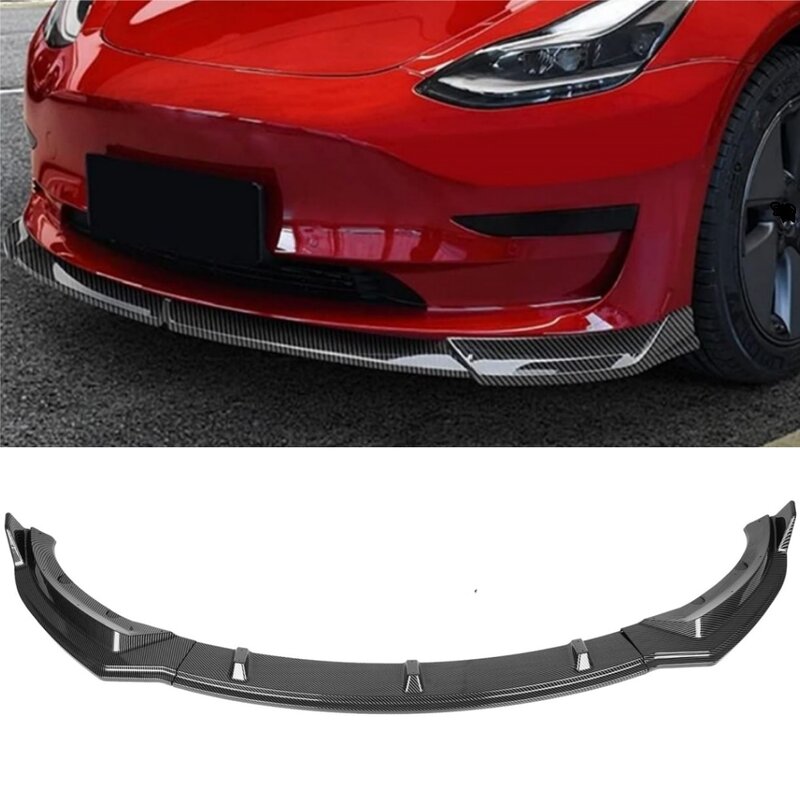 Kit sekop depan bibir depan Bumper depan cocok untuk Tesla Model 3 Highland 2024, kit bodi Spoiler Diffuser Bumper depan mobil