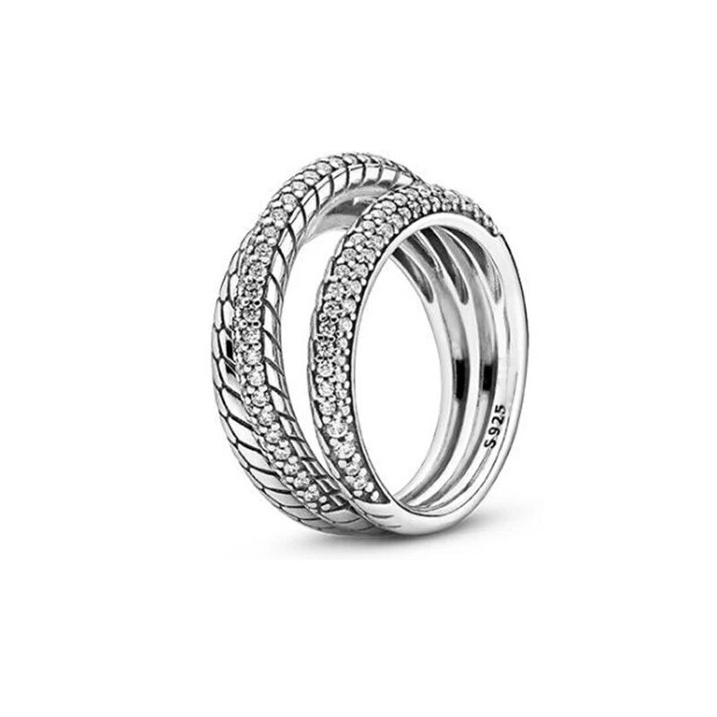 Damen Verlobung Kristall Ring 925 Sterling Silber exquisiten Charme glänzende Herzform Multi kreisförmigen Ring geben Frau Freundin