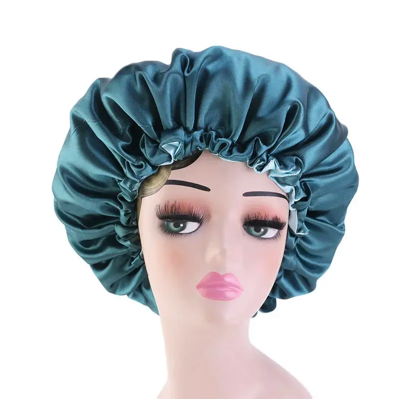 Gorros reversibles de satén para el pelo para mujer, gorros ajustables de doble capa, sombrero de cubierta de pelo rizado para dormir, accesorios de estilo