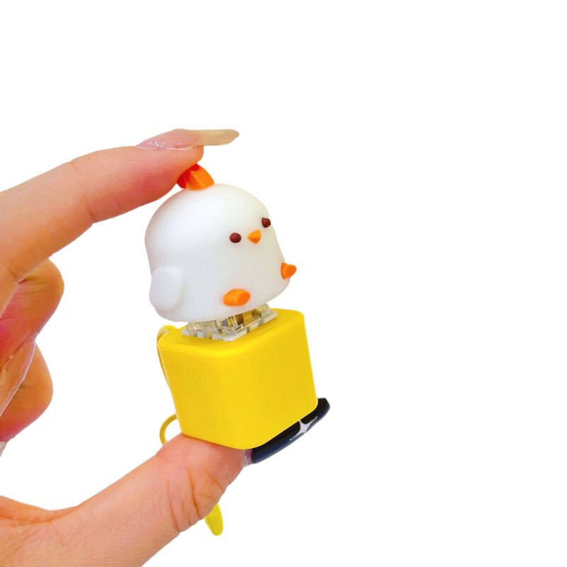 Creativo divertente cartone animato carino pollo giallo premendo giocattoli sonori tastiera meccanica pulsante portachiavi ciondolo giocattoli antistress