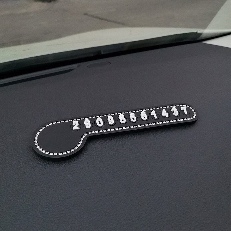 1 Pcs Luxury Car Phone Number Parking Card Dashboard Decoration With Crystal Diamond Interior  Accessories for BMW Lada Interior