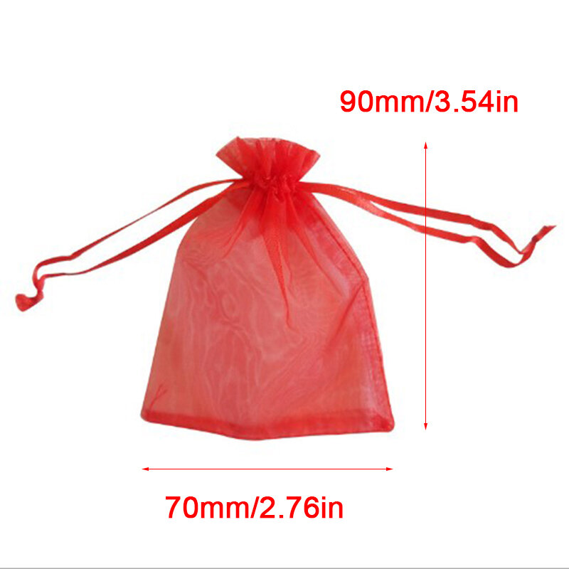 100 Stks/partij Organza Bag Sieraden Tulle Koord Bag Sieraden Verpakking Display & Sieraden Pouches Wedding Gift Bags 7X9 cm