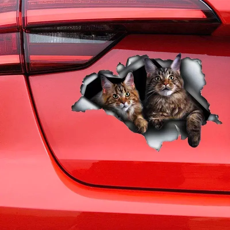 Etiqueta do carro dos gatos bonitos auto-adesivos, decalque impermeável, Auto Decors na janela traseira do amortecedor