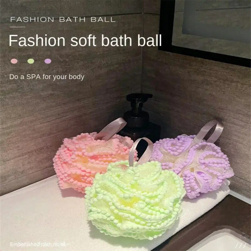 Bolas de esponja de baño de malla suave, cepillo de limpieza de la piel, esponja de ducha, limpiador corporal, depuradores exfoliantes, accesorios de baño de flores