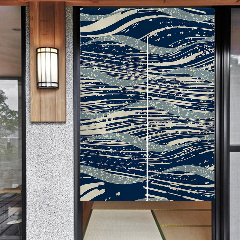 Ofat-Japanese Door Curtain, Deep Blue Waves, Partition Room, Decoração da Cozinha, Pendurado Cartaz, Nordic Casa