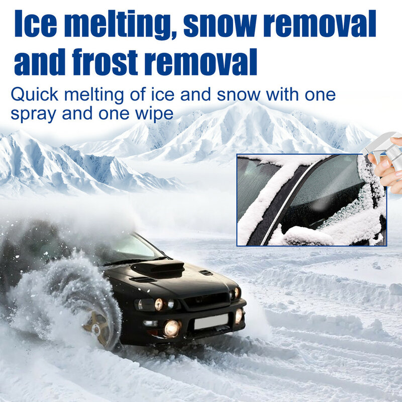 Spray removedor de hielo para ventana de coche, agente de fusión de nieve de invierno, deshielo de vidrio para parabrisas, accesorios para el cuidado del automóvil, 60ml