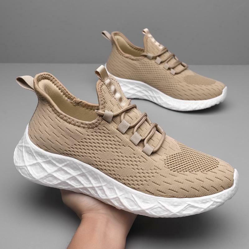 2023 New Spring and Autumn Summer Sports Casual Men's Shoes Middle-Aged and Elderly Fashion Flying Woven Thin Mesh Shoes