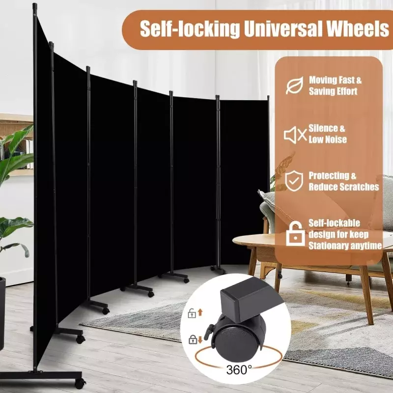 Room Divider Portable 132'' Partition Room Dividers and Folding Privacy Screens 6 Panel Wall Divider for Room Separation, Freest