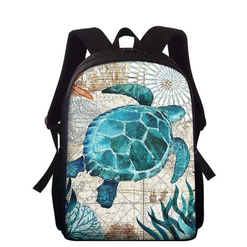 Mochilas Ocean Turtle Print para crianças, criaturas do mar, mochilas escolares primárias e primárias para crianças, mochila 3D, exclusivas, meninos e meninas