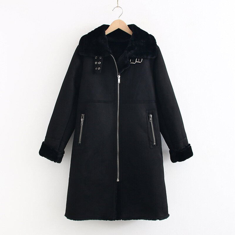 Blazer Formal de lana de cordero para mujer, chaqueta informal holgada con un solo botón, abrigo de oficina para uso diario, Invierno