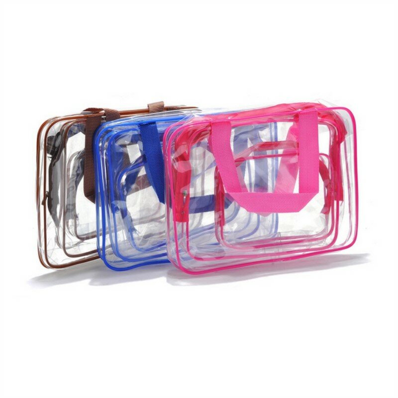 3Pcs Women's Make Up Handbag Large Capacity Toiletry Storage Bag 2022 Fashion Three-Peice Transparent Cosmetic Bag For Ladies