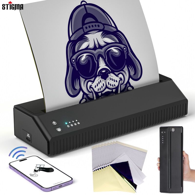 STIGMA-Imprimante Thermique pour Tatouage, Appareil à Cailloux, Sans Fil, Bluetooth, USB, Feuilles de Papier de Transfert T203