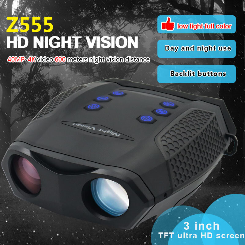 Jumelles de vision nocturne HD pour adultes, camping, numérique, étanche, enregistrer des photos et des vidéos, carte mémoire 32 Go, observer les animaux