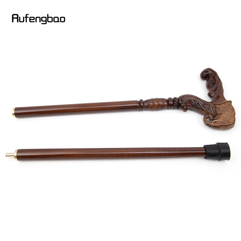 Elephant Brown Wooden Fashion Walking Stick Decorative Vampire Cospaly Party Wood Walking Cane Halloween Mace Wand Crosier 93cm