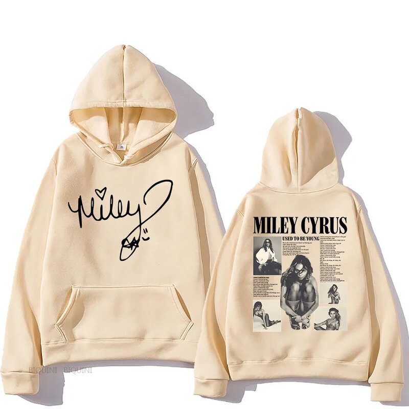 Kaus bertudung kasual lengan panjang pullover gambar grafis Hip Hop dengan hoodie sudadera penyanyi Miley Cyrus bertudung untuk pria