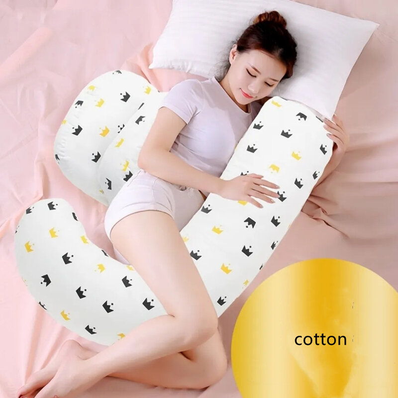 Multifunctional Pregnant Woman Side Sleeping Belly Support Pillow Simple Printing Newborn Nursing Pillow Cotton Maternity Pillow
