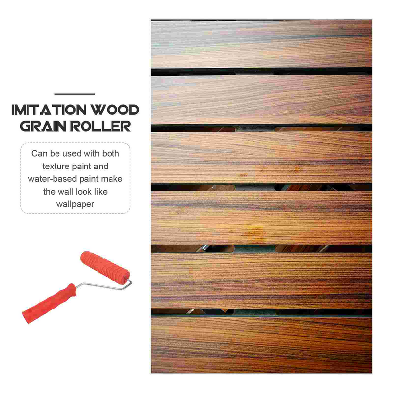 7 Inch Wood Graining Decorate Household Wall Red Decorate with Handle DIY Rubber Empaistic Wood Grain Tool for Home Shop