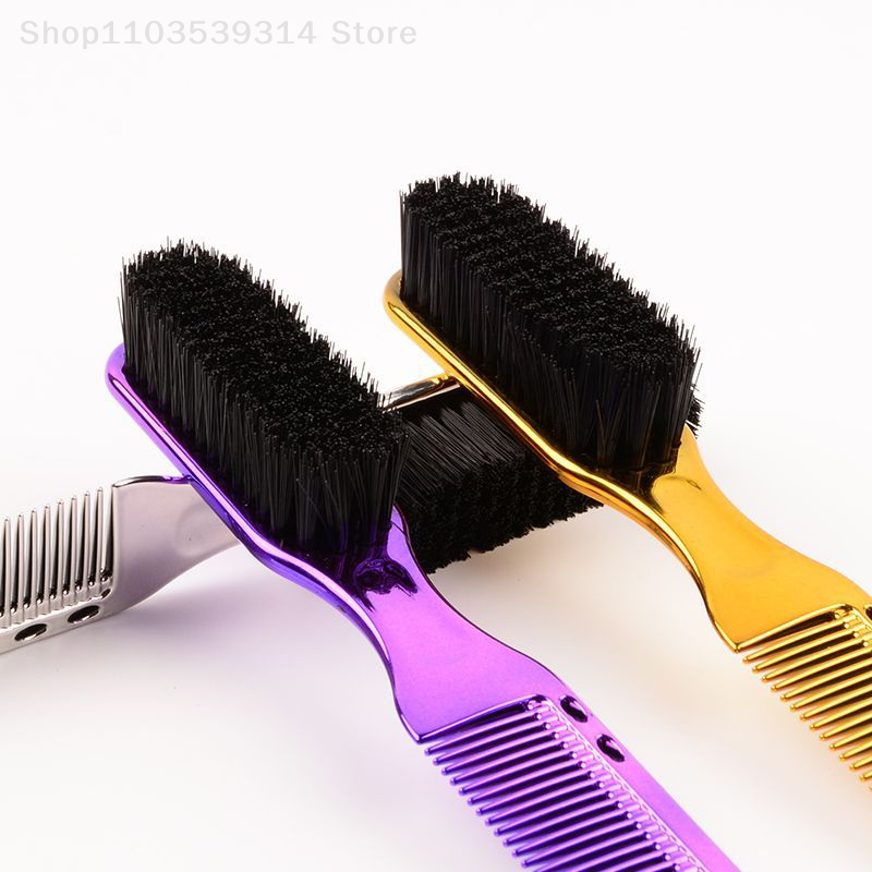 Double-sided Comb Brush Small Beard Styling Brush Professional Shave Beard Brush Barber Vintage Carving Cleaning Brush