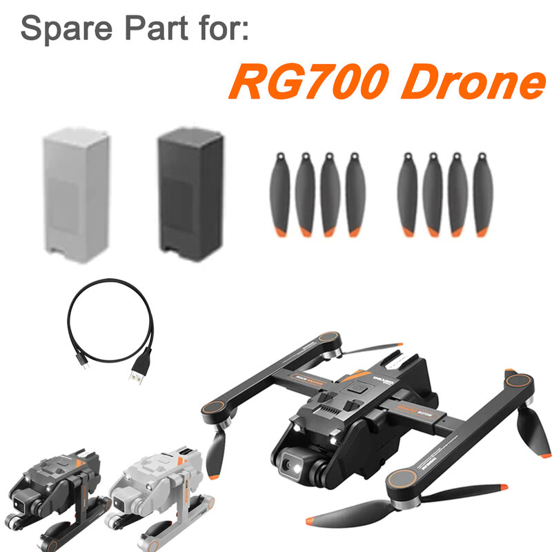 RG700 Pro Drone suku cadang asli baterai 3.7V/7.4V/kabel pengisi daya USB/Aksesori suku cadang alat peraga baling-baling