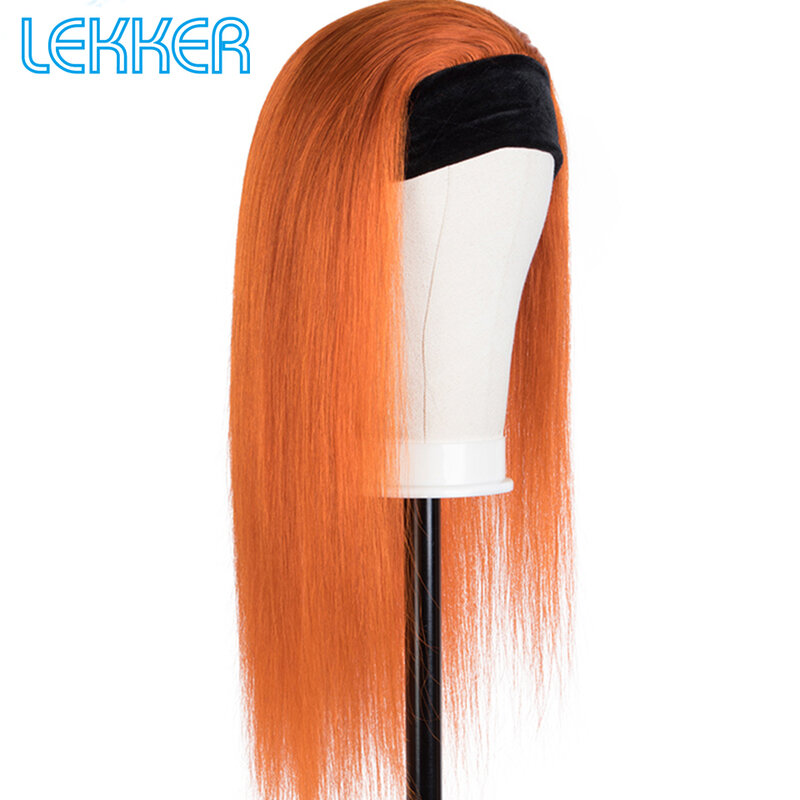 Lekker-Peluca de cabello humano liso para mujer, pelo Remy brasileño, color naranja, hueso de jengibre, corte Bob